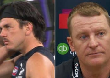 Carlton’s Elijah Hollands sparks concerns over erratic behaviour in loss to Collingwood, club statement, video, reaction, Michael Voss press conference, history